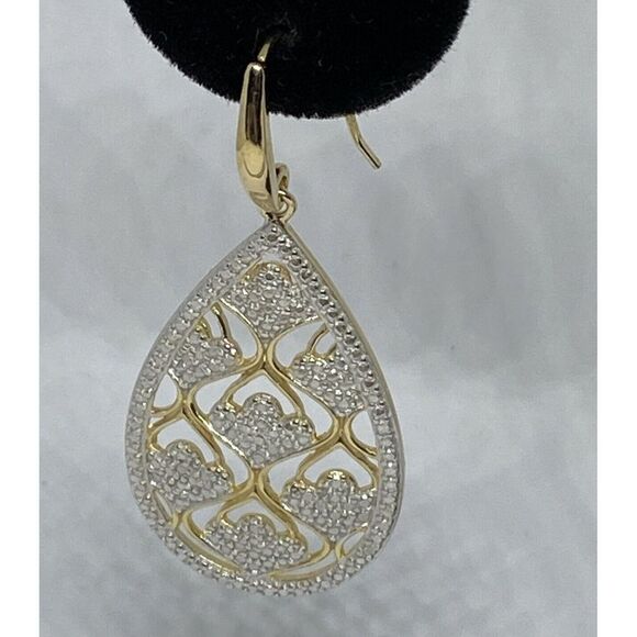 Tear Drop Earring S2AG9VA005 in 18K Gold Over Sterling Silver MSRP $80 NM63 - Picture 2 of 4